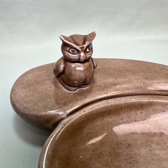 Vintage OWL Ceramic Dish Glossy Brown Ashtray Jewelry Soap Trinket MCM 70s‎ 80s - Picture 4 of 11